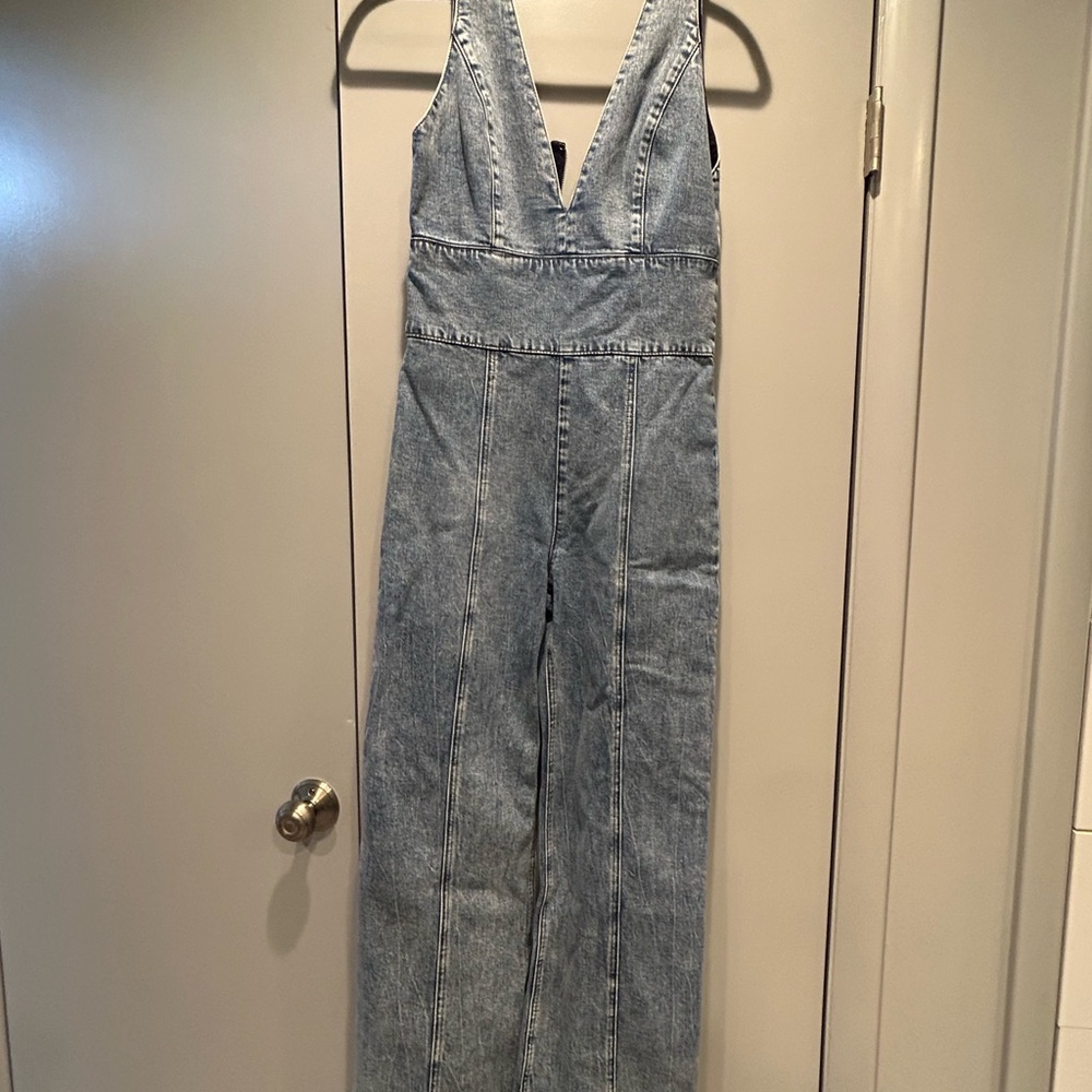 Alice + Olivia Chic Denim Zip-Up Jumpsuit